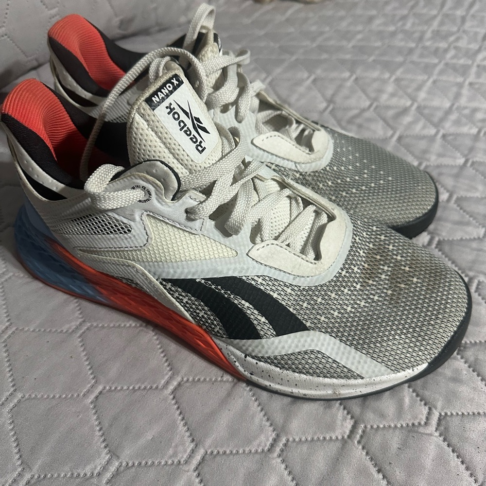 Reebok Athletic Shoes White and Black with Red Accents